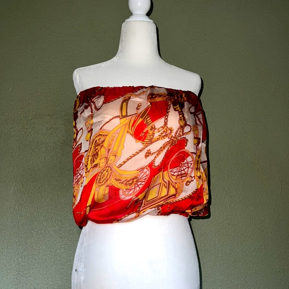 Alythea Strapless Top Red/Sand Size S